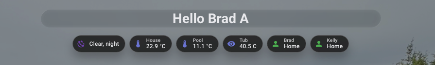 Home Assistant Badges saying Hello to Brad