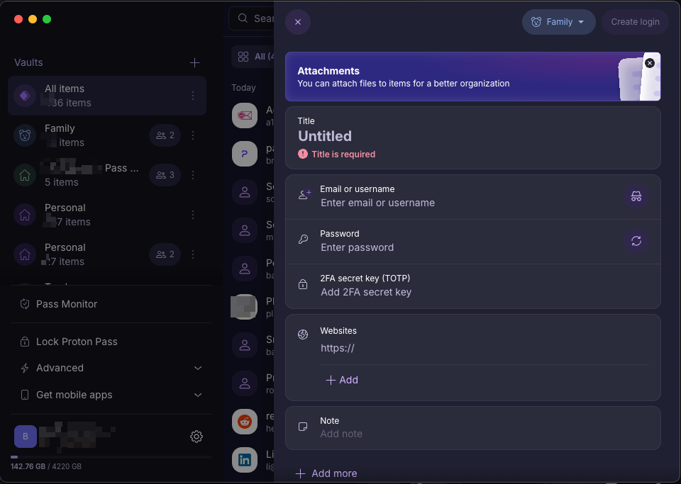 Proton Password Manager Desktop Application view