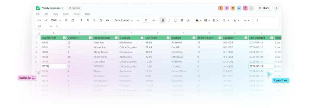 Proton Sheets editor inside of Proton Drive