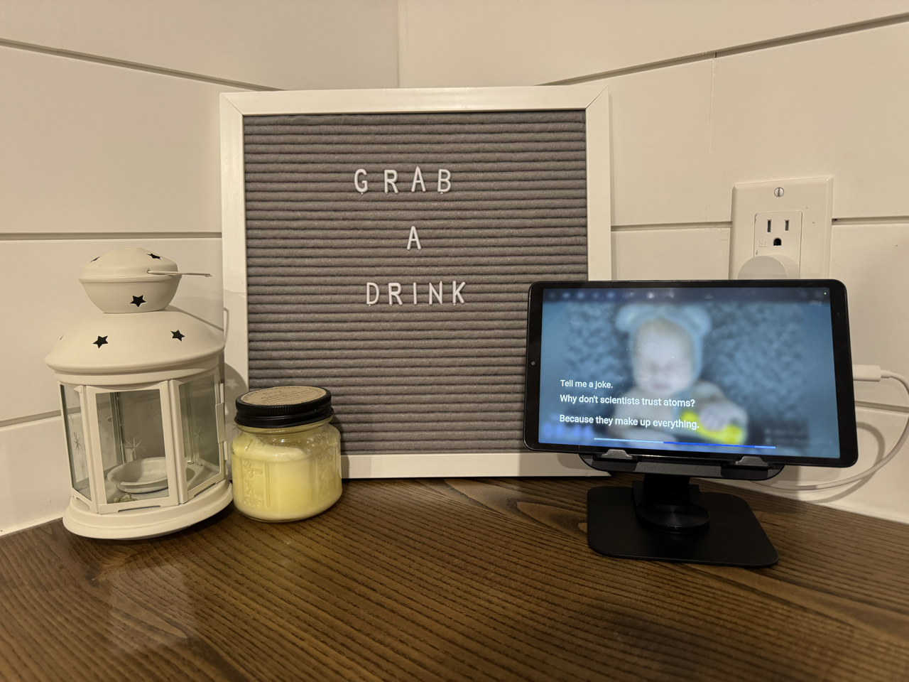 Home Assistant display using voice satellite card in basement bar for local voice
