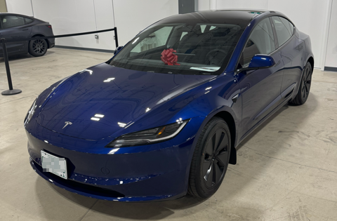 Blue Model 3 Tesla ready to go