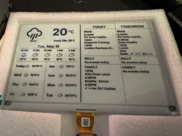 Home Assistant TRMNL EINK Display with Boxlist based calendar view